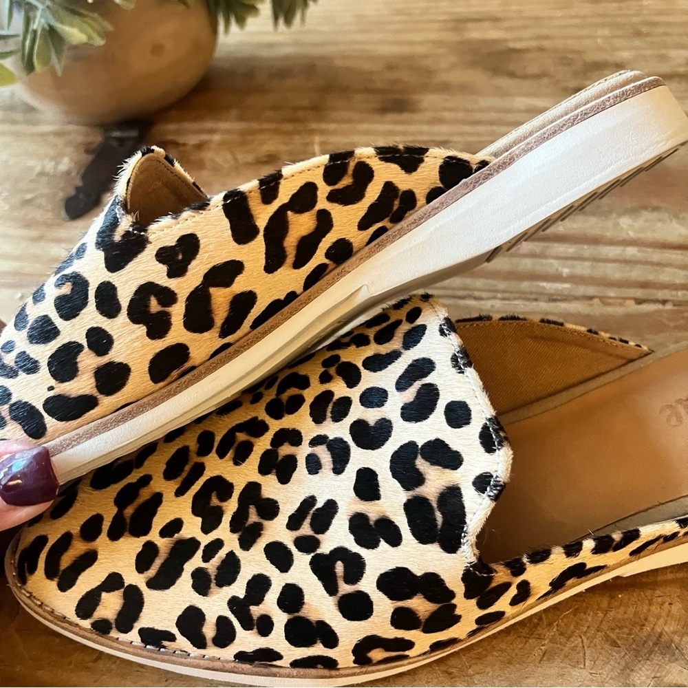 Rollie Slip On Madison Mule Leopard Calf Hair Leather Size 9 Tan Black Brown - Picture 10 of 16